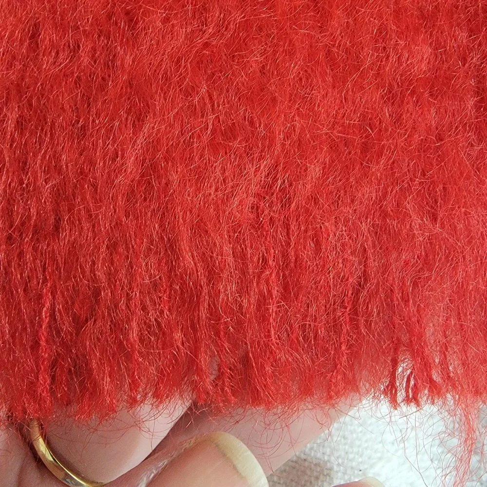 VTG Blackcock Scarf 100% Mohair Red Made in Scotland by Gibson & Lumgair 49